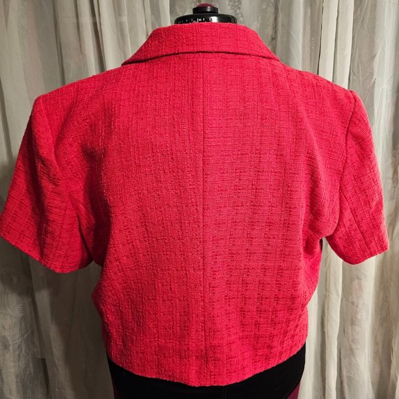 Royalty by Maluma hot pink Cropped Tweed short sleeve Blazer XXXL - Picture 3 of 7